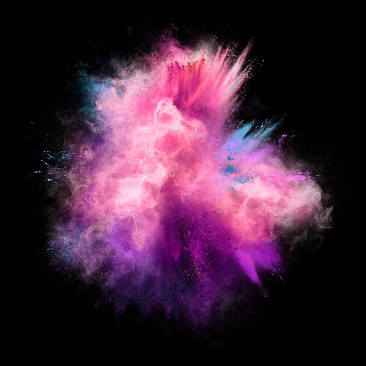 Burst of pink and purple powder